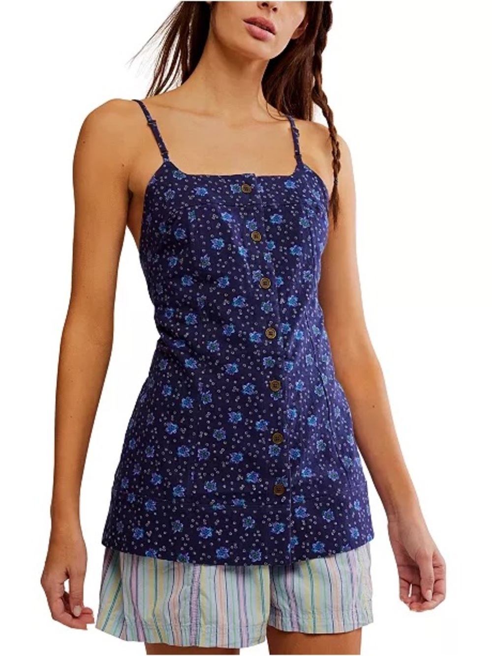 Free People Maddie Printed Tunic in Navy Combo